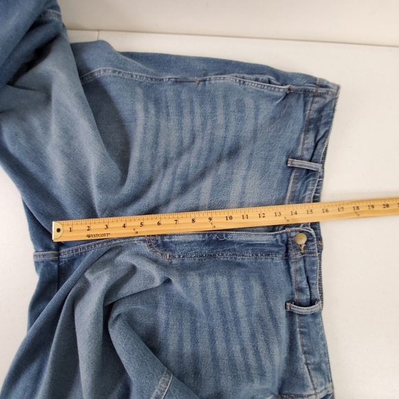Hi-Rise Wide Leg Cropped Jeans Size 20 Tall Raw Hem Seamed Denim Stretch - Picture 9 of 13